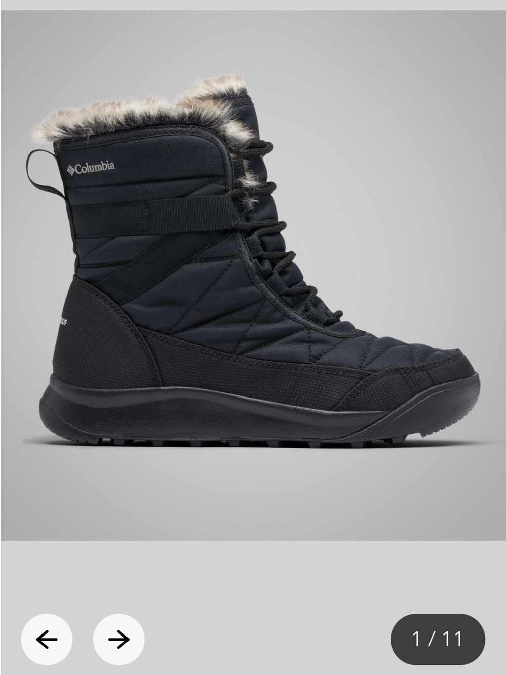 Columbia Black Women’s Insulated Lace-Up Winter Boot with Faux Fur Collar